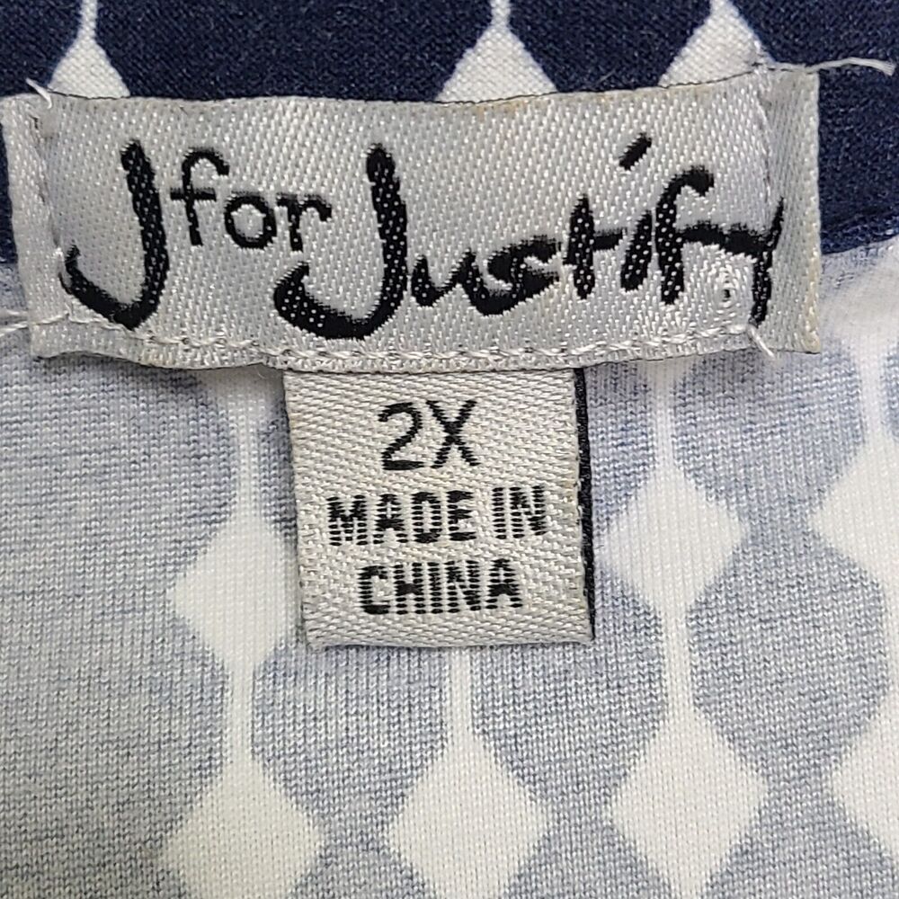 J for Justify Womens Plus SZ 2X Blue/White Collared Button Dress W Belt - Picture 8 of 10